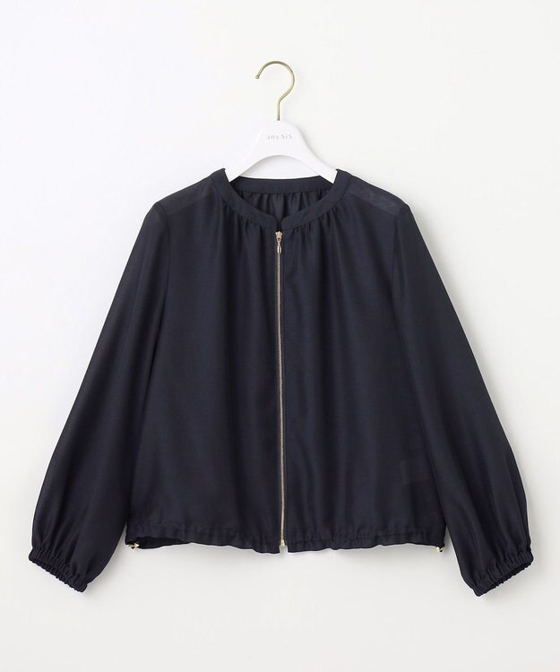 ANY SIS 【接触冷感】シアー ブルゾン ネイビー