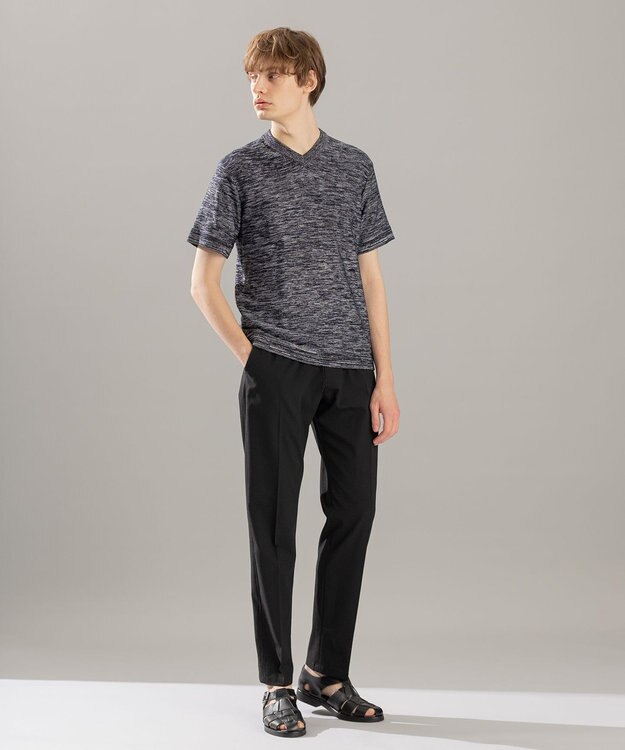 JOSEPH HOMME シャイニースラブブークレ ニットTシャツ ネイビー系