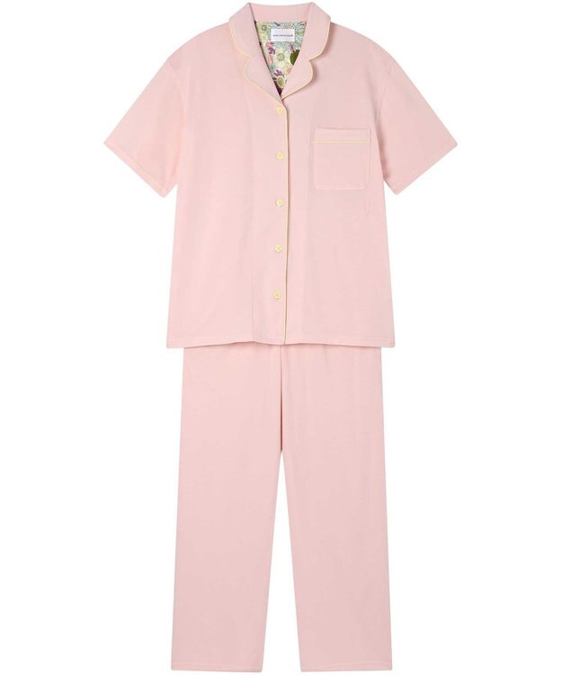 une nana cool 【綿100%】スビン天竺 半袖開襟パジャマ MADE WITH LIBERTY FABRIC ピンク