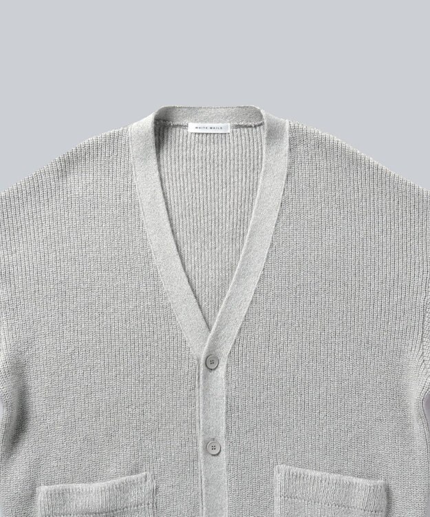 WHITE MAILS 【UNISEX】WASHI&MOHAIR RIB KNIT OVERSIZED カーディガン ライトグレー