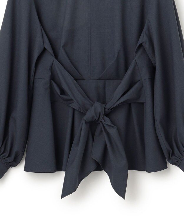 23区 L 【CLASSY.10月号掲載/洗える】TWマットクロス ペプラム ブラウス ネイビー系