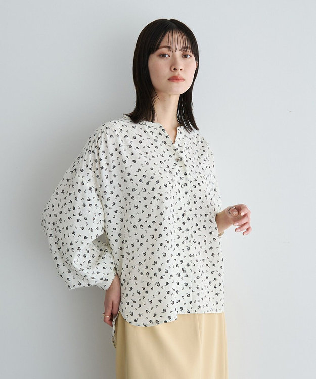 YECCA VECCA 2wayボリューム袖花柄ブラウス Off White
