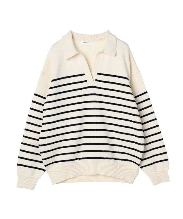 AMERICAN HOLIC 衿付きニットプルオーバー Border Ivory
