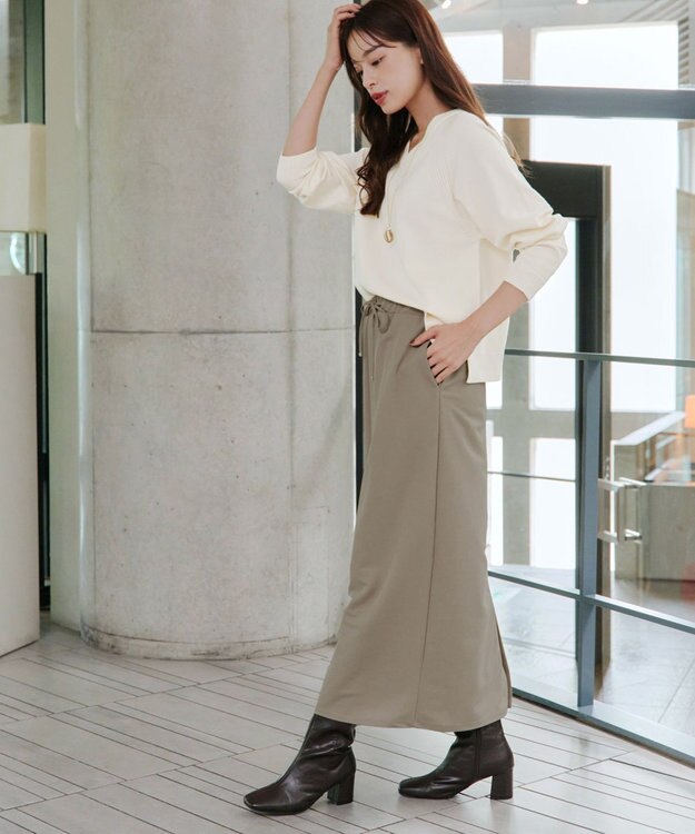 Tiaclasse 【選べる】フレア＆タイトカノコスカート セミタイト：ベージュ