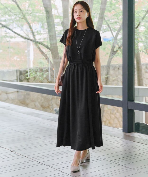 Tiaclasse 【選べる】フレア＆タイトカノコスカート フレア：ブラック