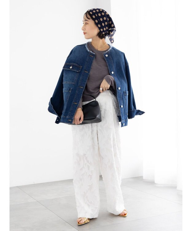 Te chichi カットジャガードパンツ(セットアップ可) オフホワイト