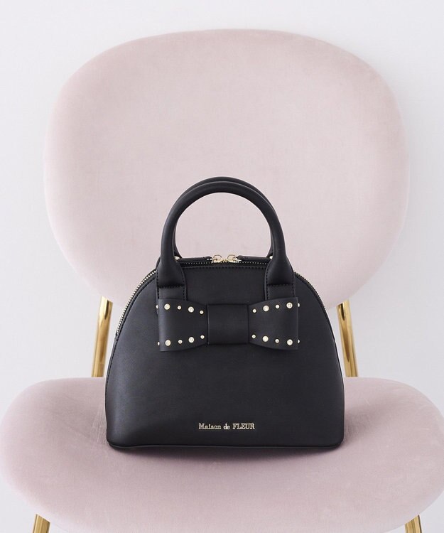 Maison de FLEUR リボンハーフムーン２Ｗａｙバッグ Black