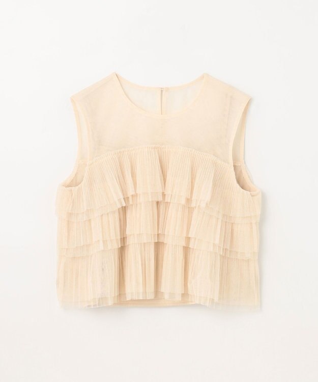 GRACE CONTINENTAL チュールフリルノースリーブ ベージュ