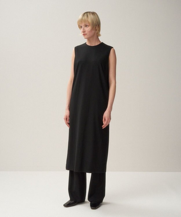 ATON HIGH TWIST WOOL | スリーブレスドレス BLACK