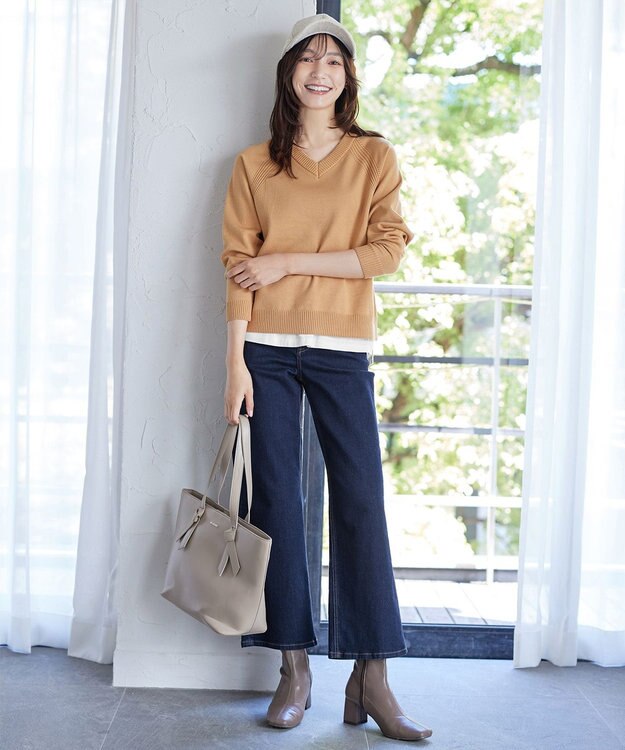 Tiaclasse 【安田美沙子さん着用・選べる2type】ラグランニットトップス Vネック：マスタード