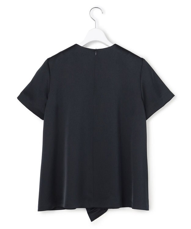 23区 L 【APPLAUDIR】クリアダブルサテン フリルデザイン ブラウス ネイビー系