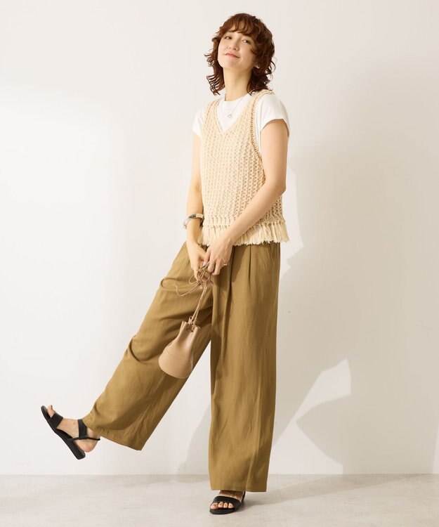 AMERICAN HOLIC 【前後2WAY】フリンジショートベスト Ivory