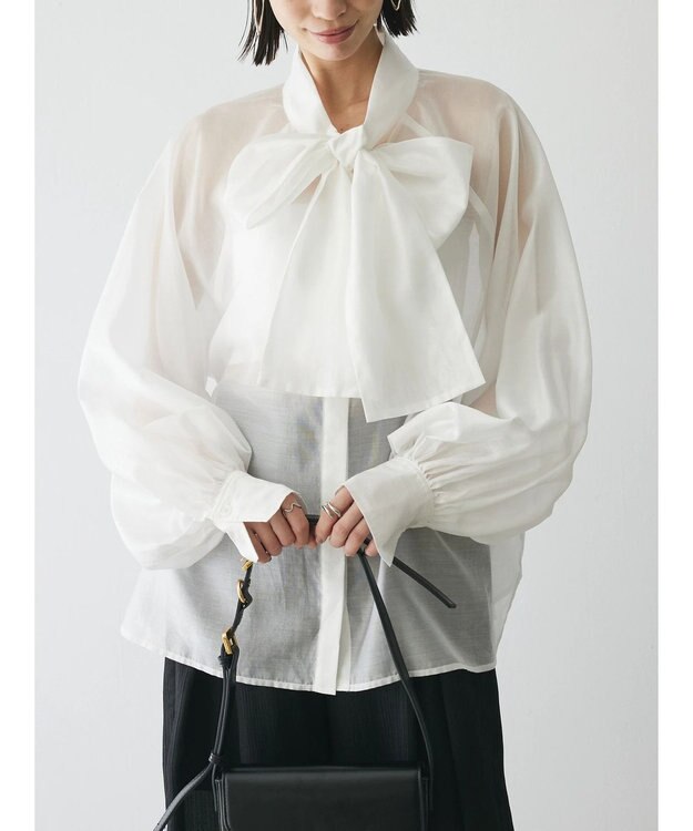 Green Parks AnriettMusee シアーボウタイブラウス Off White