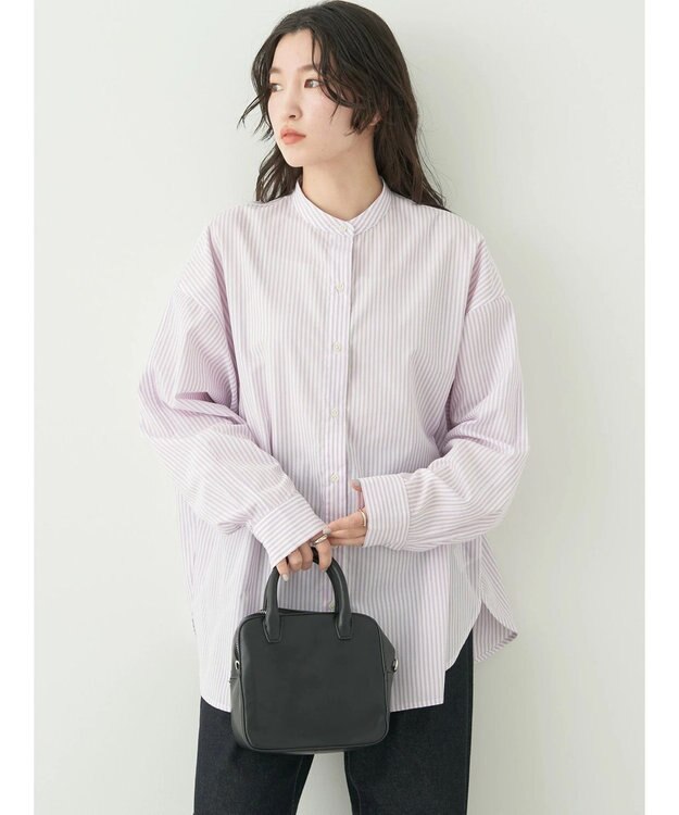 earth music&ecology ドルマンストライプシャツ Stripe Pink