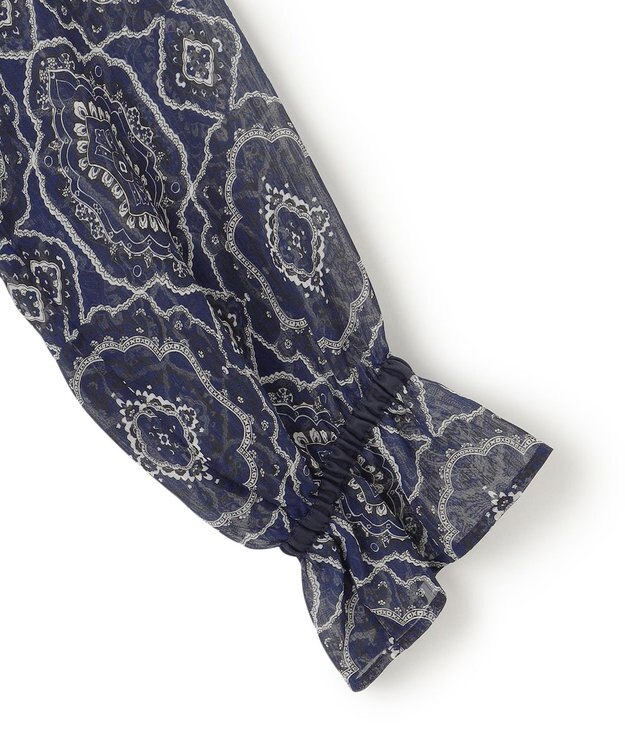 23区 S 【洗える】オーナメントプリント ブラウス ネイビープリント