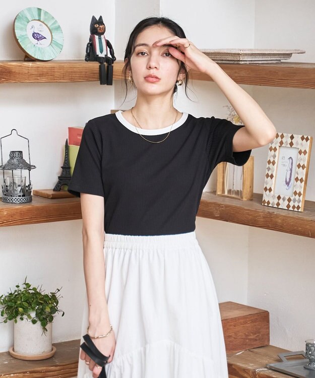 WEGO 【洗える/SML】コンパクトリブT ブラックその他