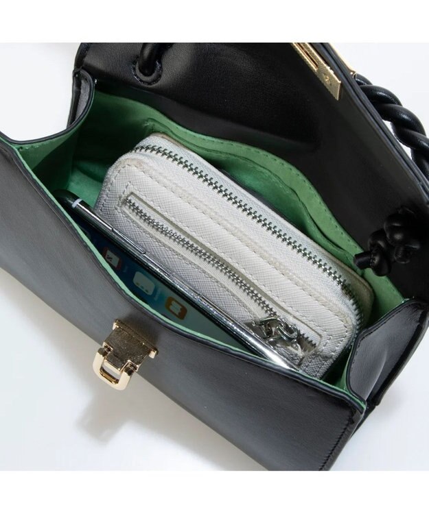 UNBILLION cachecache ねじりハンドルおこし金具2wayミニショルダー ブラック