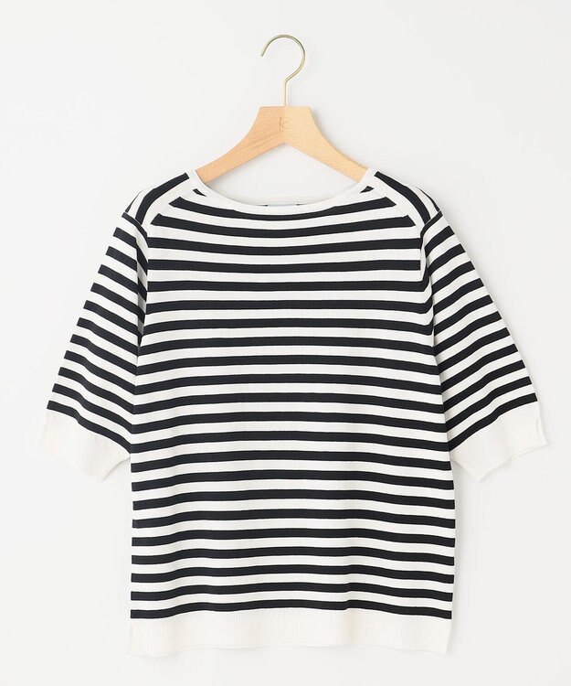 組曲 L 5分袖ニットＴシャツ ボーダー系1