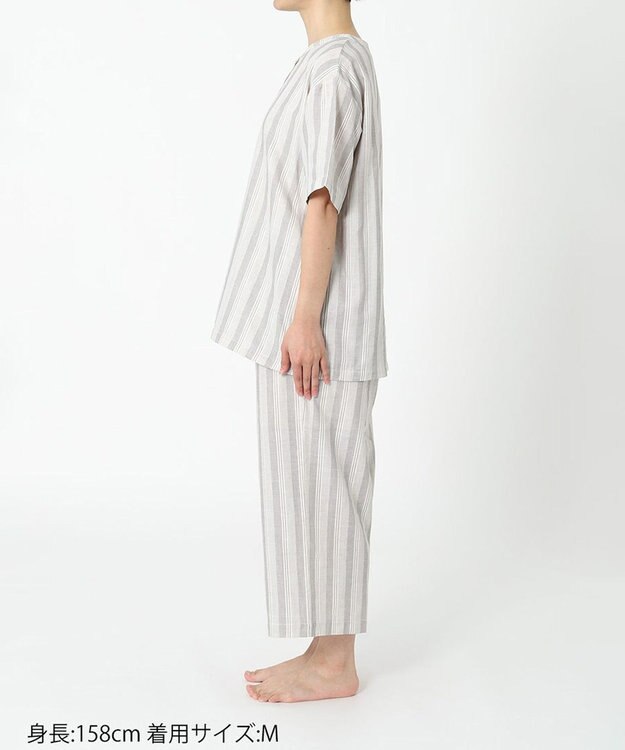 ワコール／睡眠科学 パジャマ 5分袖 半袖 8分丈 綿100%(本体) レディース YDT146 睡眠科学／ワコール グレー