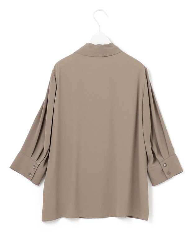 ICB 【接触冷感・UVケア・速乾・洗える】BackSatinAmunzen ボウタイブラウス フォーン系