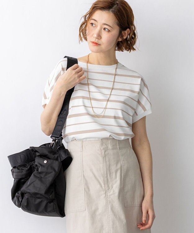 23区 【先行予約】レーヨンポリエステルストレッチ プルオーバー ニット オフ×ベージュ系