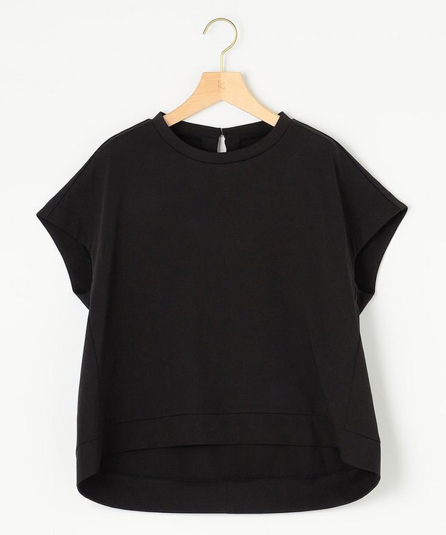 組曲 【汗ジミ防止・撥水】GIZAプレーティング天竺フレンチスリーブ カットソー ブラック系