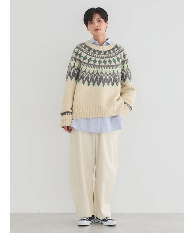 AMERICAN HOLIC フェアアイル柄ニットプルオーバー Ivory