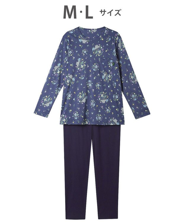 WACOAL パジャマ 長袖 長ズボン 綿100%(本体) スムース素材 ミントン レディース NDX562 /ワコール コン