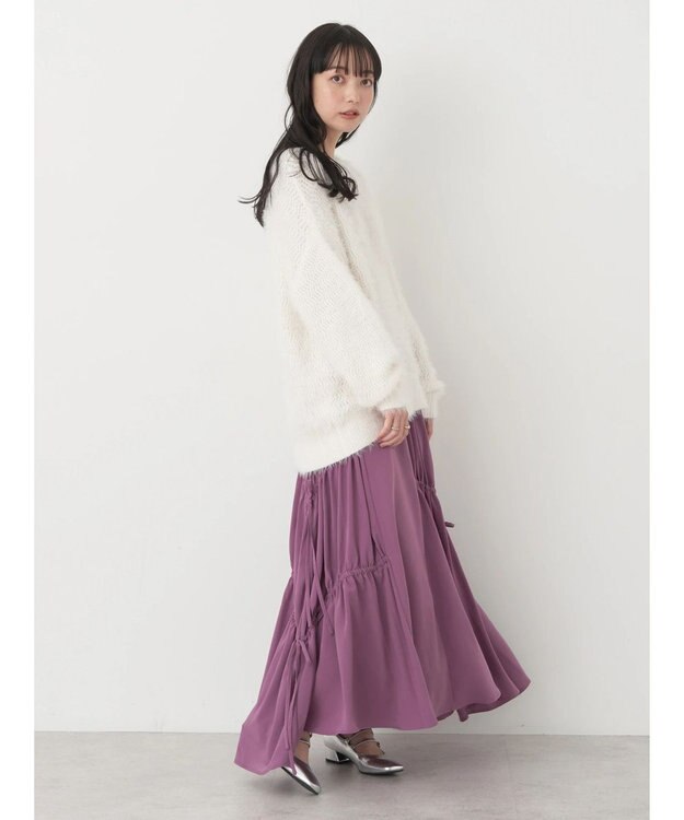 earth music&ecology ドロストギャザーフレアスカート Pink