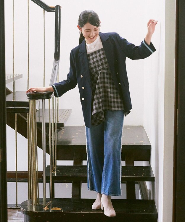 earth music&ecology イレヘムチェックキャミチュニック Check Black