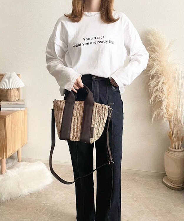 LA BAGAGERIE 【maison vert】【ペーパー素材使用】2WAYかごバッグ チョコ×ベージュ