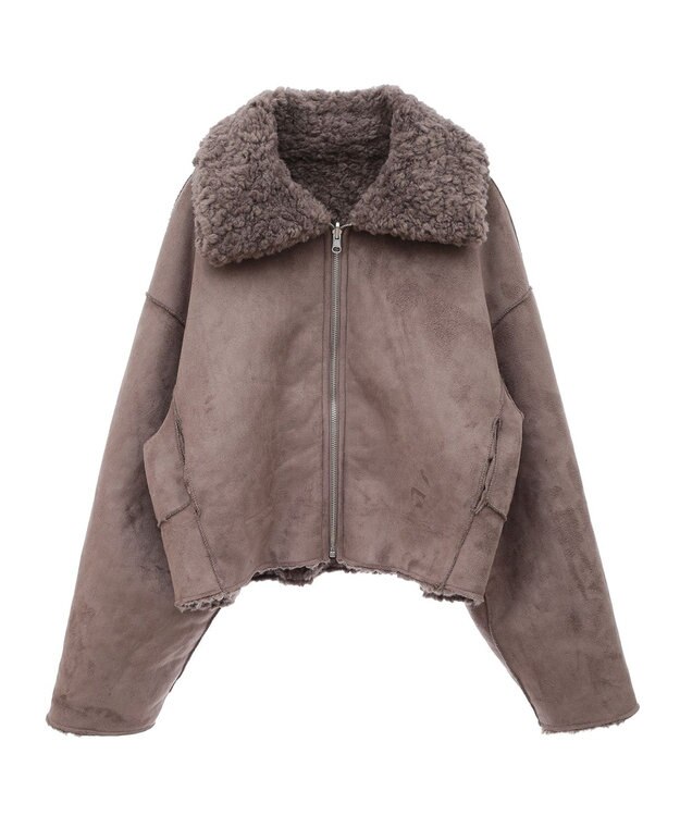 earth music&ecology リバーシブルフェイクムートンショートブルゾン モカ