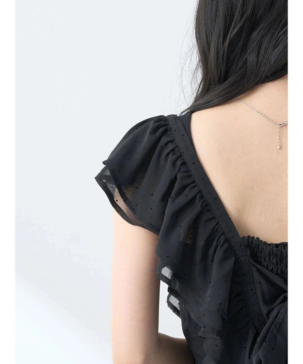 earth music&ecology フロッキードットフリルビスチェ Black