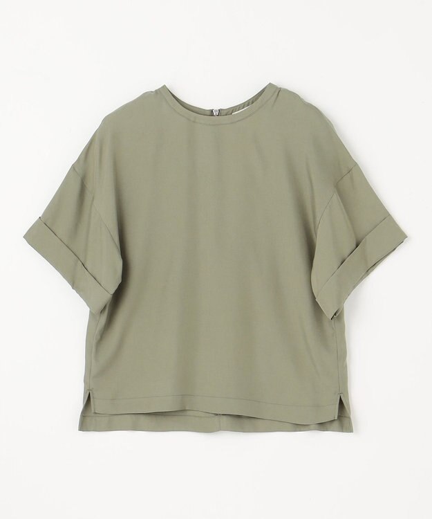 NAVE 【ReNAVE・セットアップ可/洗える/UVケア/接触冷感】フィブリルシャンブレー Tブラウス カーキ系