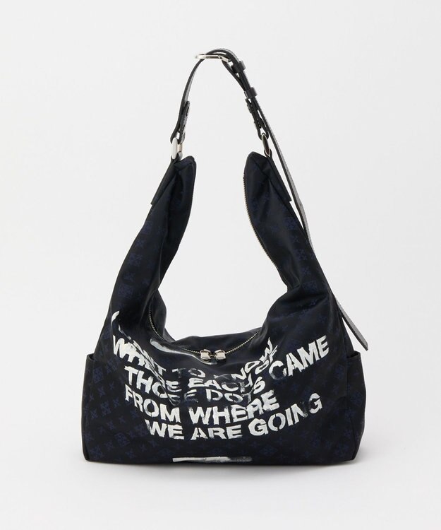 russet ステンシル風プリント ナイロン2WAYショルダーバッグ(SF-271) Black/Navy