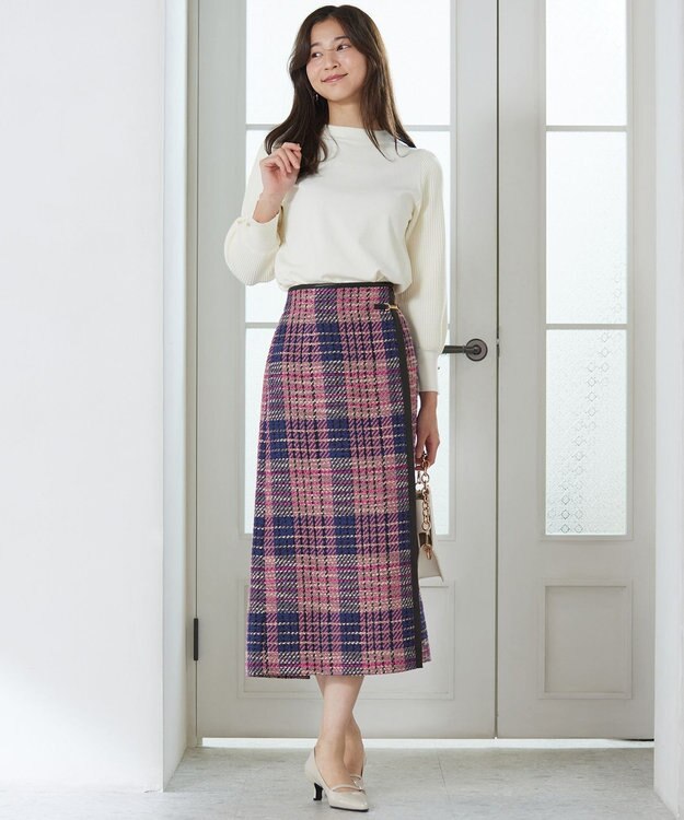 ANY SIS 【CICA加工・選べる9色展開】スリットポイントボトルネック ニット 白