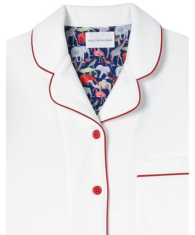 une nana cool 【綿混】ハイゲージダブルエアー 長袖開襟パジャマ MADE WITH LIBERTY FABRIC ホワイト