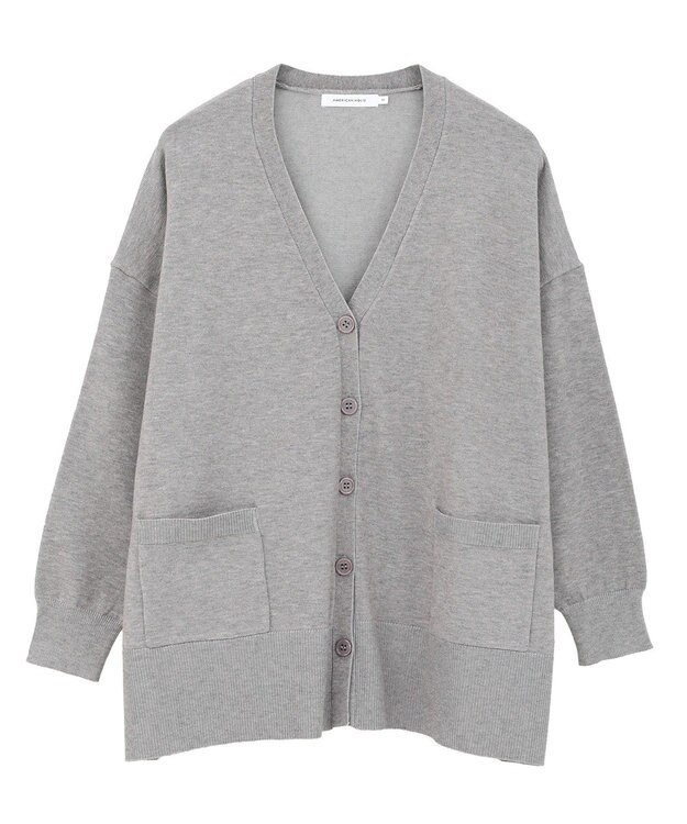 AMERICAN HOLIC 【WEB限定】バイパチVネックルーズカーディガン Gray Mixture