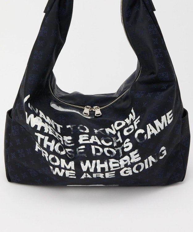 russet ステンシル風プリント ナイロン2WAYショルダーバッグ(SF-271) Black/Navy