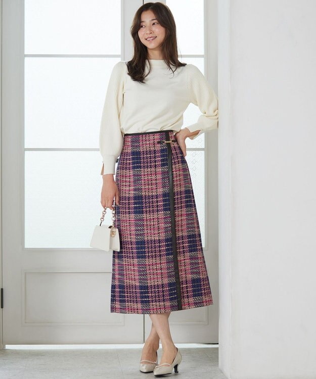 ANY SIS 【CICA加工・選べる9色展開】スリットポイントボトルネック ニット 白