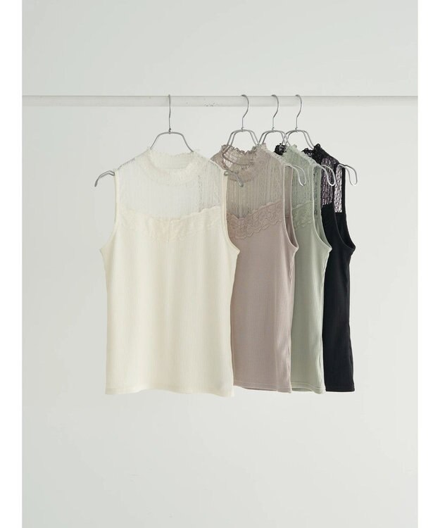 earth music&ecology レースドッキングタンクトップ Ivory