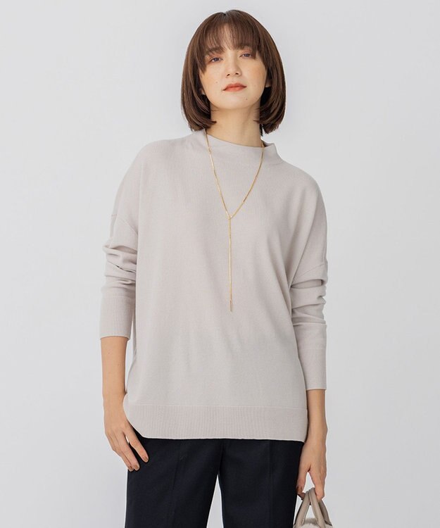 23区 【洗える】セミウーステッドウール モックネック ニット ライトベージュ系