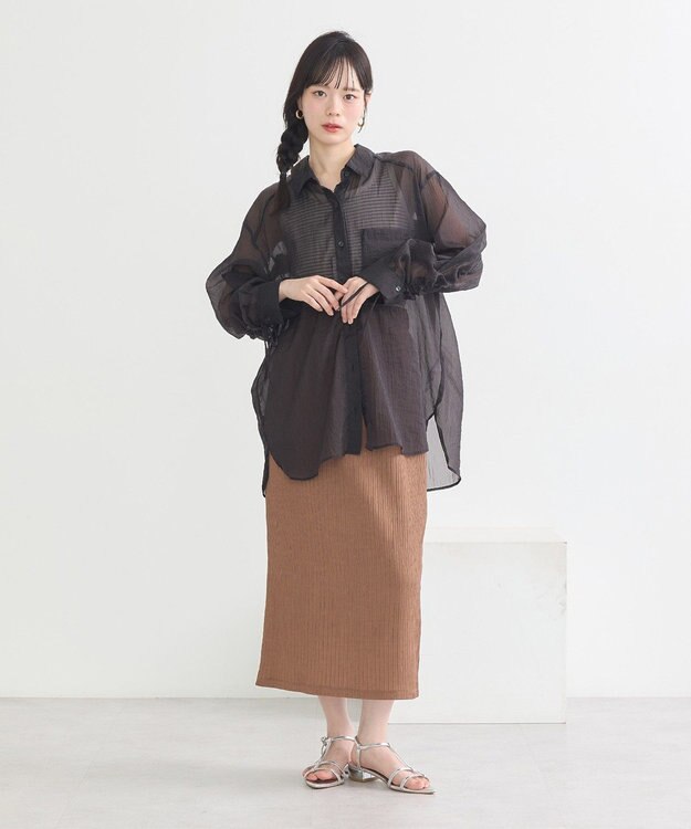 earth music&ecology 選べる丈カットナロースカート Brown