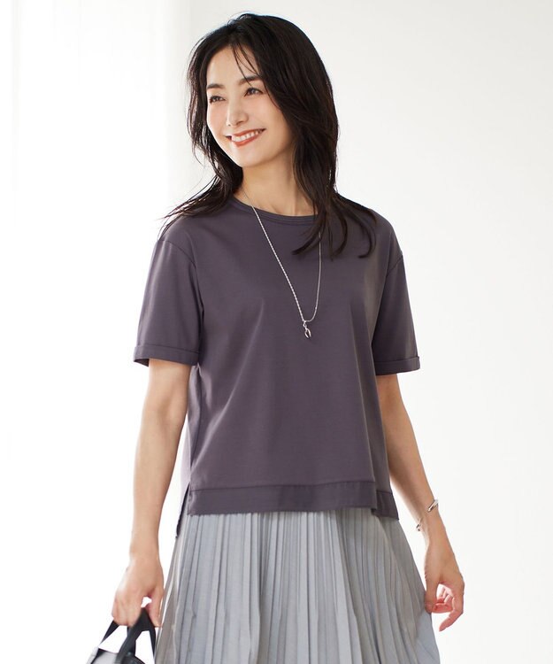 J.PRESS LADIES L 【接触冷感】コットンスムース カフス袖 カットソー スレート系