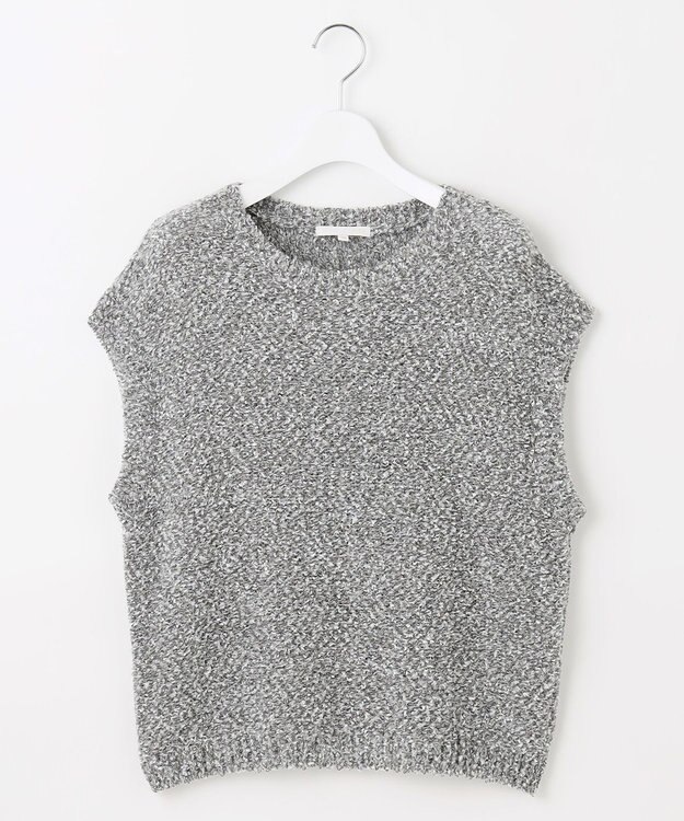 自由区 L 【カタログ掲載】ラメファンシーツイードニット ベスト グレー系