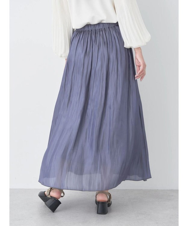 earth music&ecology シャイニーギャザースカート Charcoal Gray