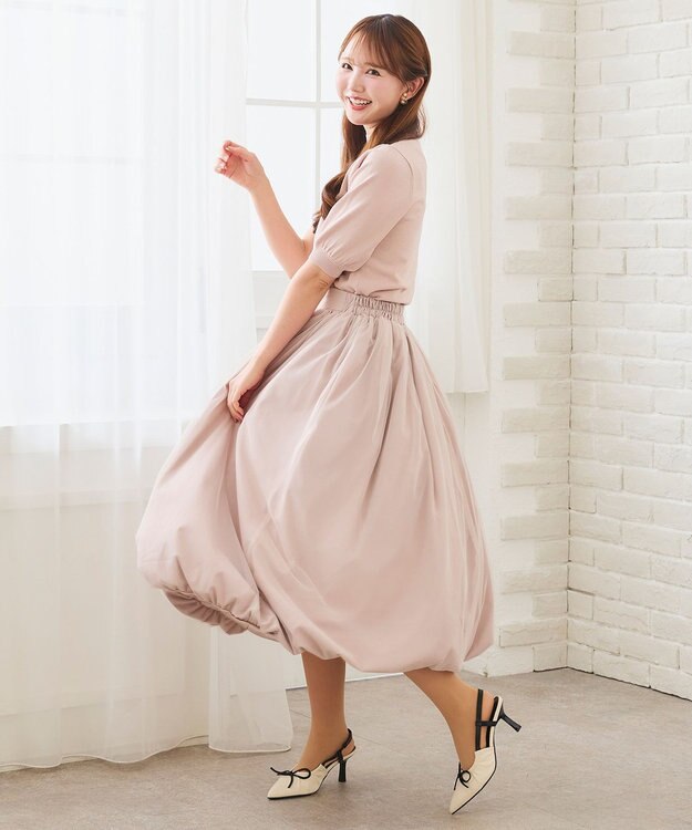 Feroux シャイニーハーフスリーブ ニット ピンク系