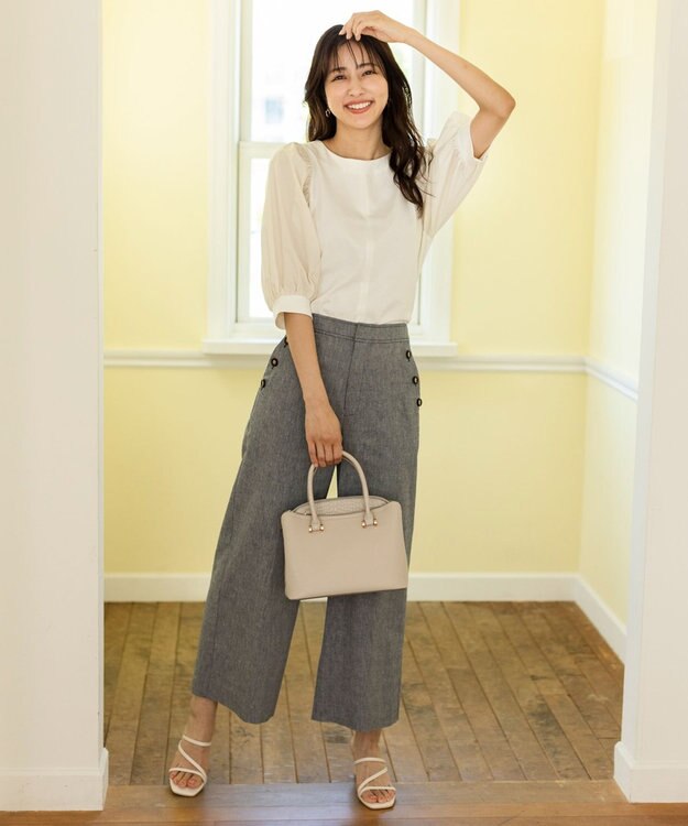 ANY SIS 【洗える】シャンブレーマリン パンツ シャンブレーネイビー