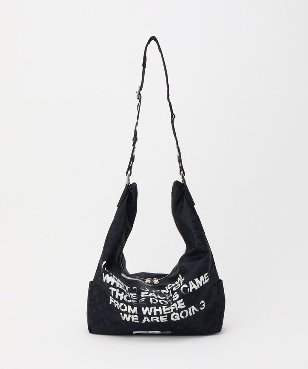 russet ステンシル風プリント ナイロン2WAYショルダーバッグ(SF-271) Black/Navy