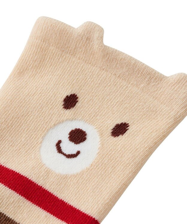 MIKI HOUSE HOT BISCUITS 顔ドン ボーダーレッグウォーマー アイボリー